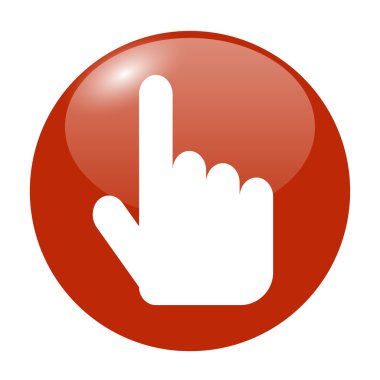 amblemi vektör çizim imzala. el ile bir düğmeye dokunarak ya da parmakla.