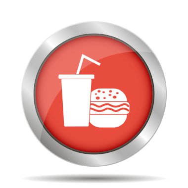 Hamburger ve kağıt bardakla bir içki. Fast food sembolü