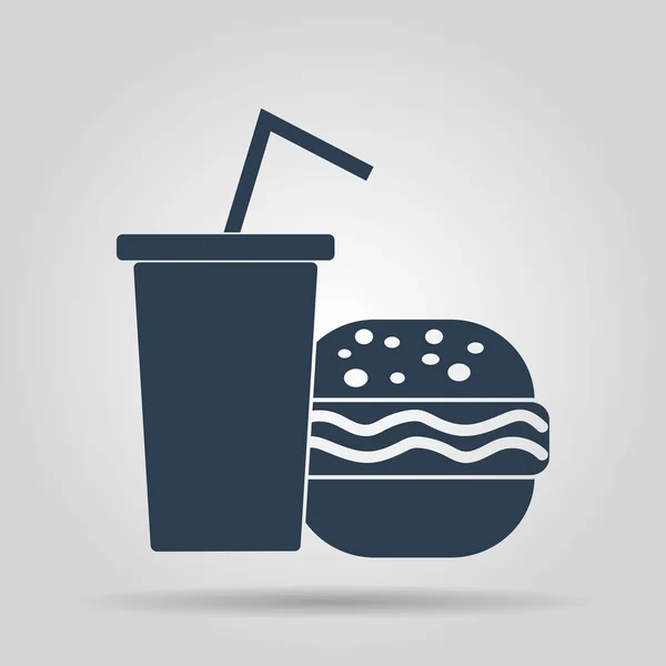 Hamburger e bicchiere di carta con un drink. simbolo del fast food — Vettoriale Stock