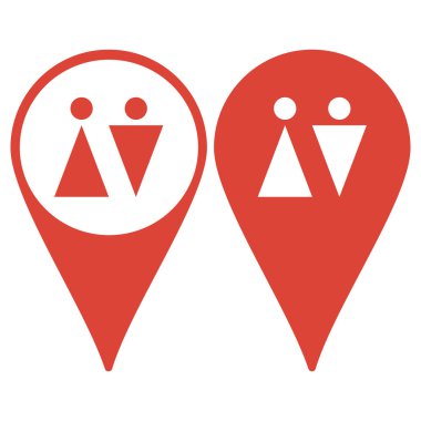 Harita işaretçi. WC işareti simgesi. Tuvalet simgesi.