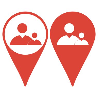 Harita işaretçi. İşadamı ve çocuk düz simgesi