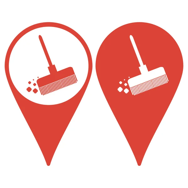 Map pointer. Broom vector icon — Stock Vector