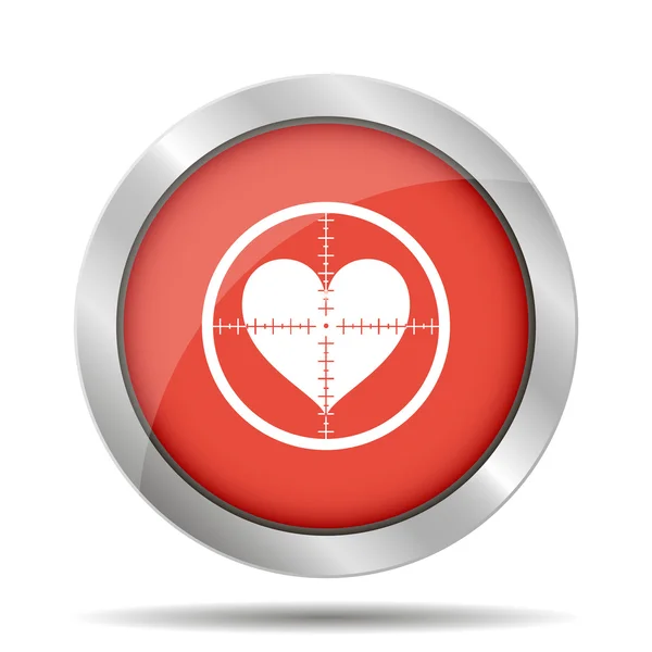 Crosshair icono con un corazón . — Vector de stock