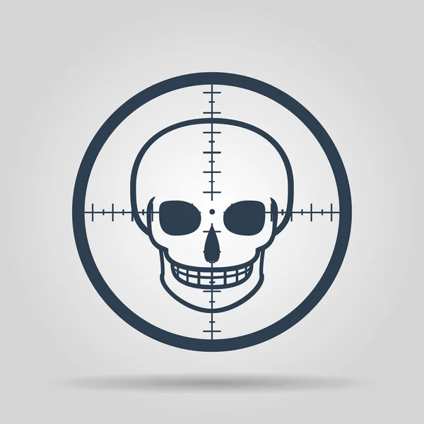 Crosshair icono con un cráneo — Vector de stock
