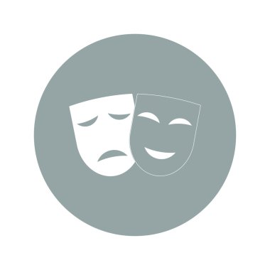 mutlu ve hüzünlü maskeleri ile tiyatro simgesi.