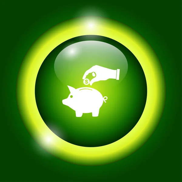 Piggy bank i ręka z monet icon.vector czarny ilustracja, — Wektor stockowy