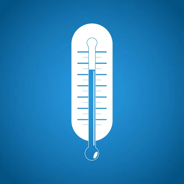 Flacher Stil mit langen Schatten, Thermometer-Vektorsymbol-Illustration. — Stockvektor