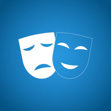 mutlu ve hüzünlü maskeleri ile tiyatro simgesi.