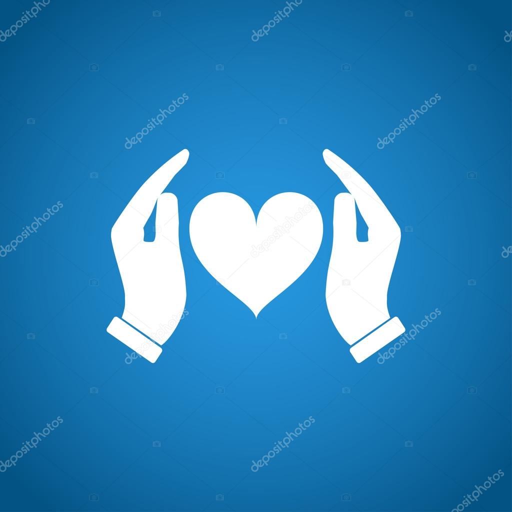 Vector icon - hands holding heart. Flat design style