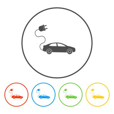 electric car icon. Flat design style clipart