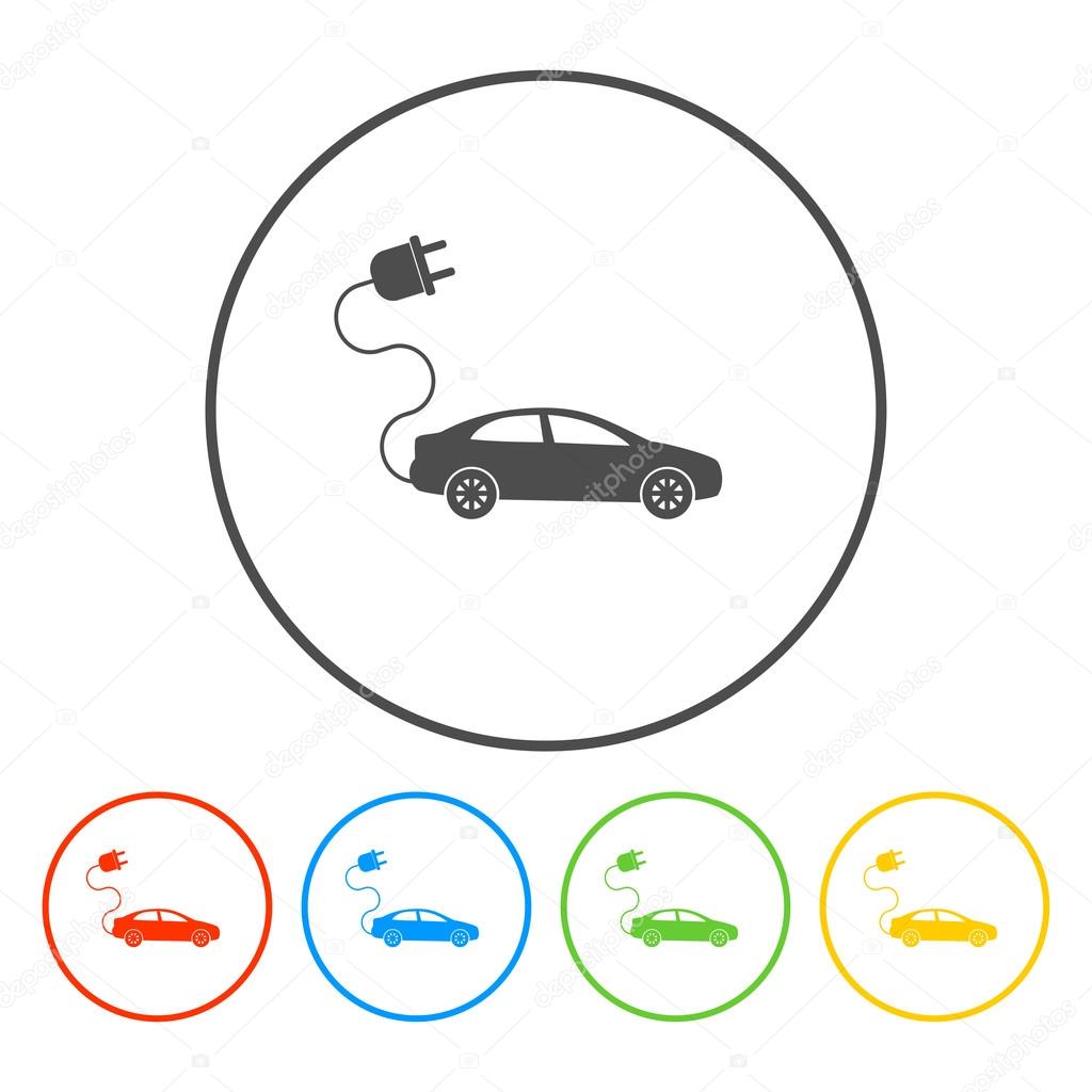 electric car icon. Flat design style