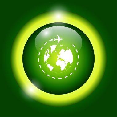 Seyahat Dünya ve uçak simgesi.