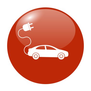 elektrikli otomobil simgesi. Düz tasarım stili