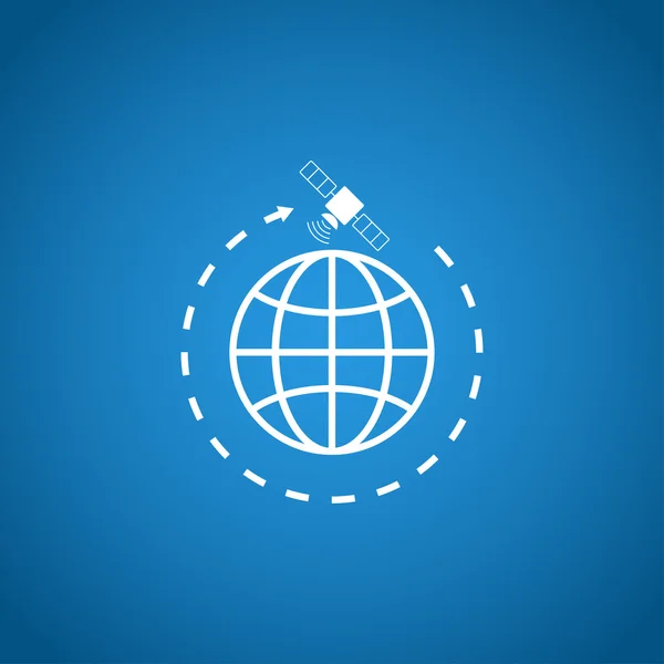 Ilustración del símbolo del globo y los satélites . — Vector de stock