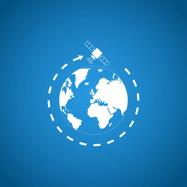 Illustratie van globe symbool en satellieten. EPS. — ストックベクタ