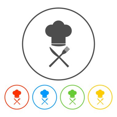 Çatal bıçak takımı, vektör çizim ile şapka şef