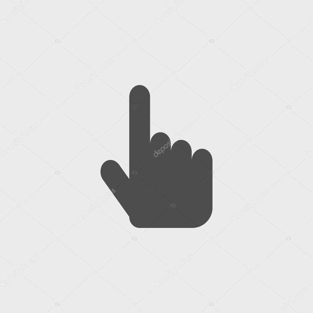 Sign emblem vector illustration. Hand with touching a button or pointing finger.