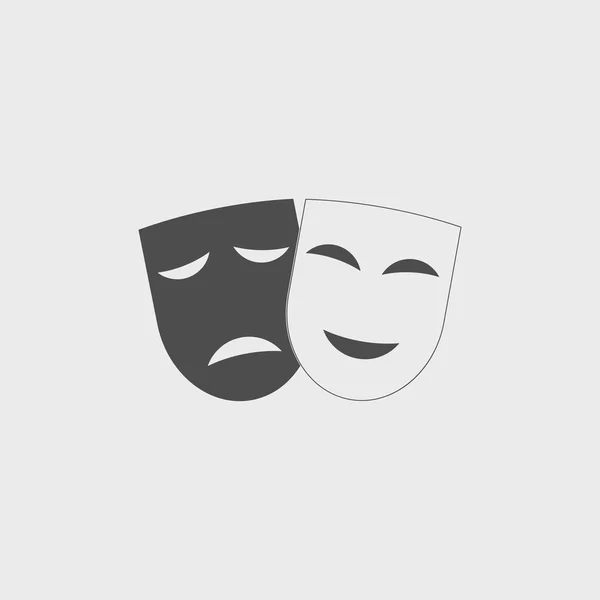 Icono del teatro con máscaras felices y tristes . — Vector de stock