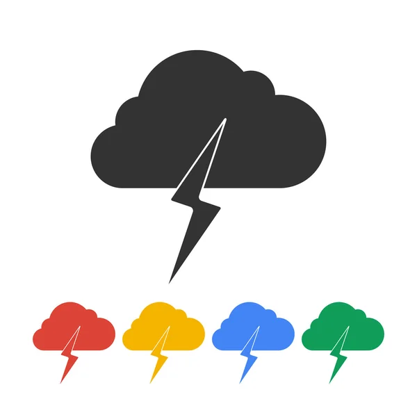 Lightning bolt weather flat line icon infographic illustration template for web or brochure — Stock Vector