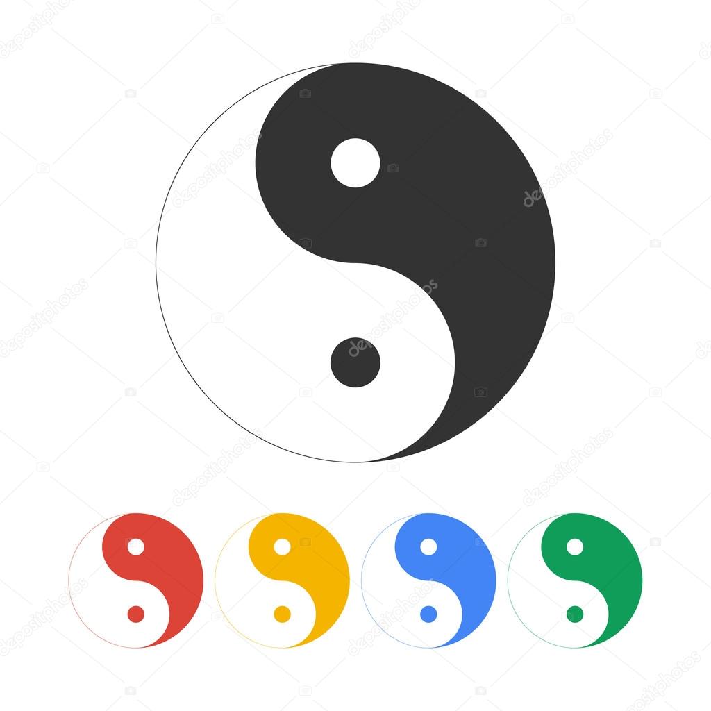 Yin Yang Symbol - Black and White Vector Illustration.