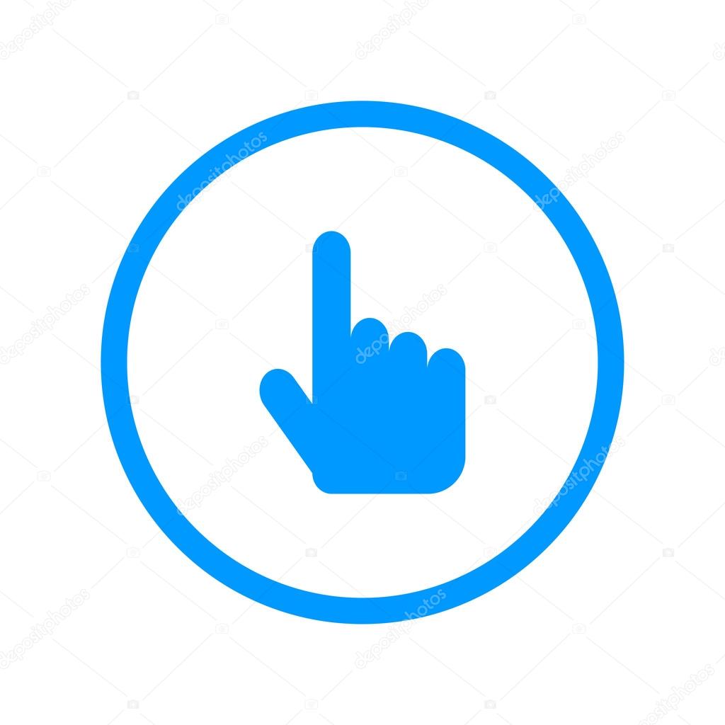 Sign emblem vector illustration. Hand with touching a button or pointing finger.