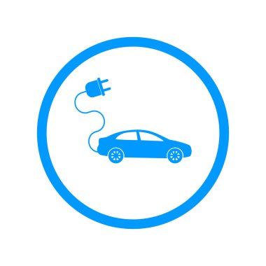 elektrikli otomobil simgesi. Düz tasarım stili