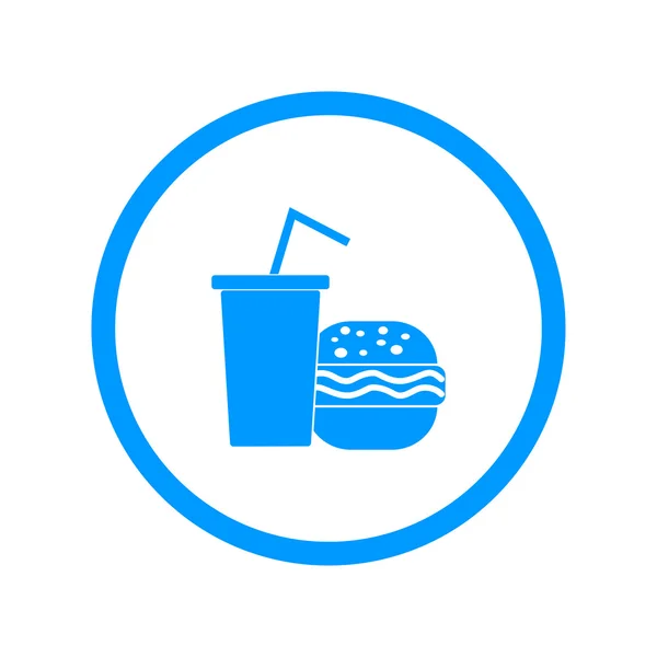 Burger és papírpohár egy itallal. a gyorsétterem szimbóluma — Stock Vector
