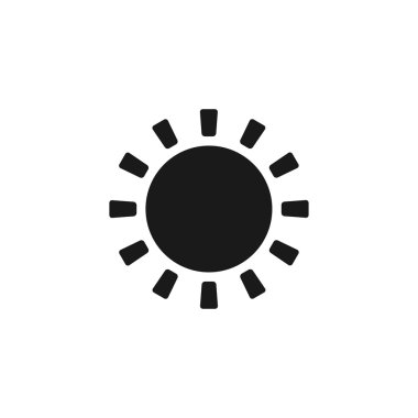 Güneş simgesi. Düz tasarım stili.