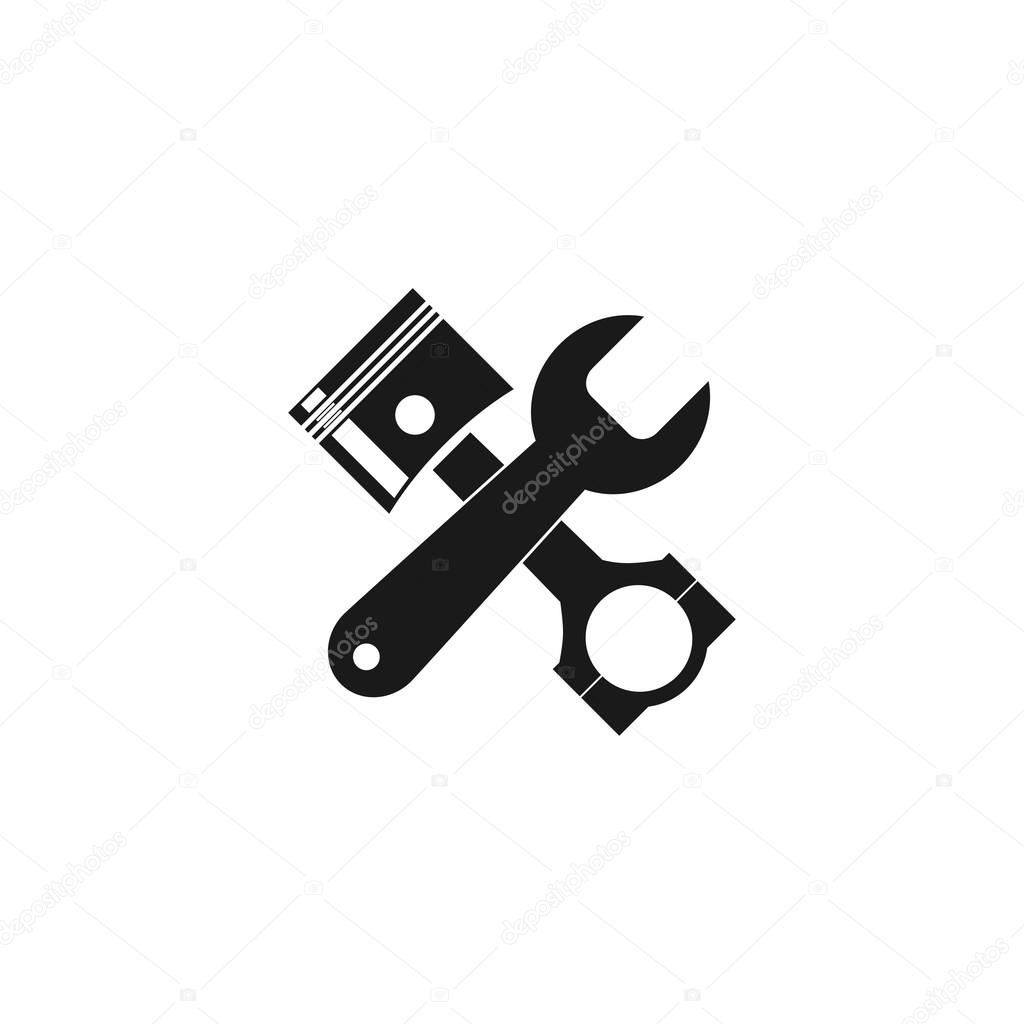 Tools and piston  Icon. Service simbol. Repair singn.