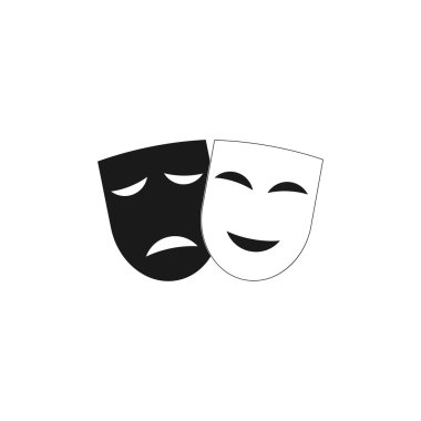 mutlu ve hüzünlü maskeleri ile tiyatro simgesi.