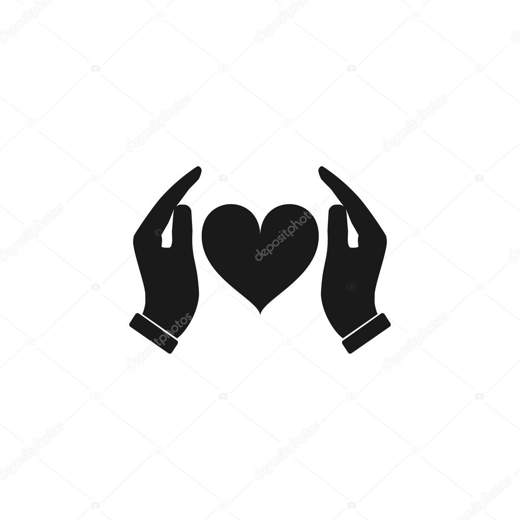 Vector icon - hands holding heart. Flat design style