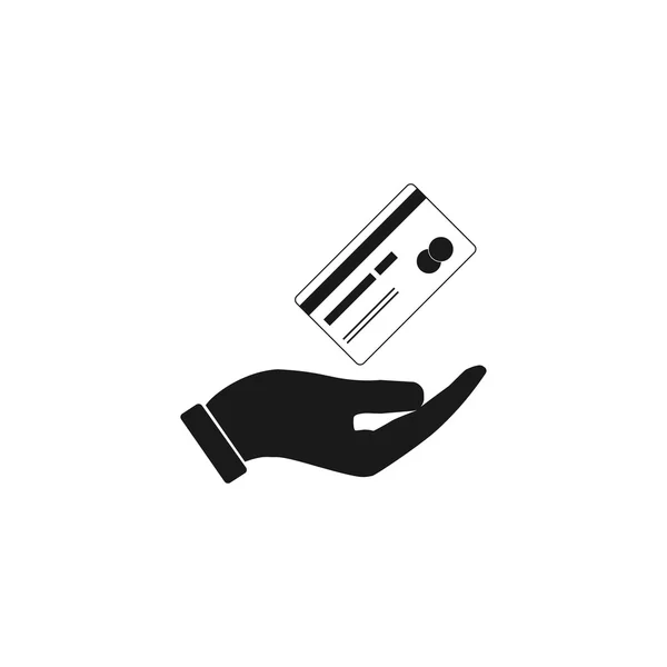 Bank creditcard met hand, vectorillustratie. Platte ontwerpstijl — Stockvector