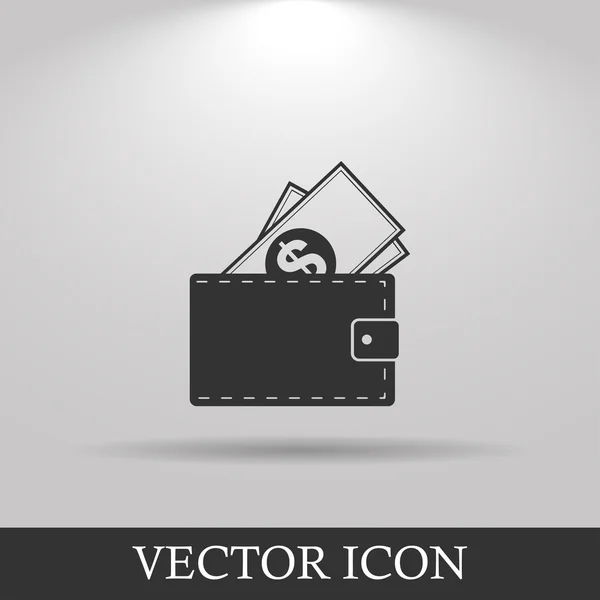 Portefeuille avec icône dollars — Image vectorielle