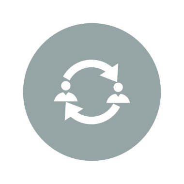 İş iletişimi. Kavramsal çizimi. Profil kullanıcı simgesi bağlı. Sosyal simgeler. Sembol alışverişi erkekler.