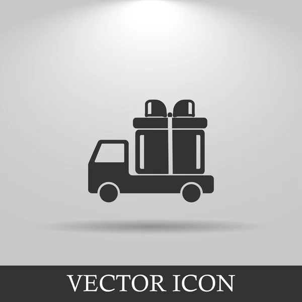 Camión con un icono de vector de regalo — Vector de stock