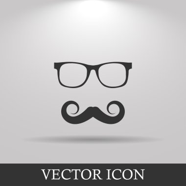 Bıyık ve gözlük vektör simgesi.