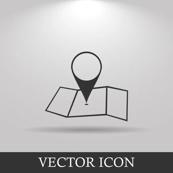 Mapa con icono de puntero, ilustración vectorial. Estilo de diseño plano — Archivo Imágenes Vectoriales