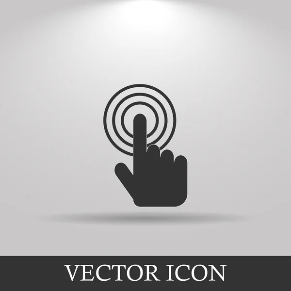 Zeichen Emblem Vektor Illustration. Hand mit Knopfdruck oder Zeigefinger. — Stockvektor