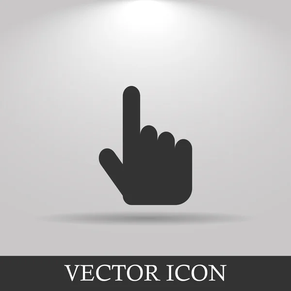 Zeichen Emblem Vektor Illustration. Hand mit Knopfdruck oder Zeigefinger. — Stockvektor