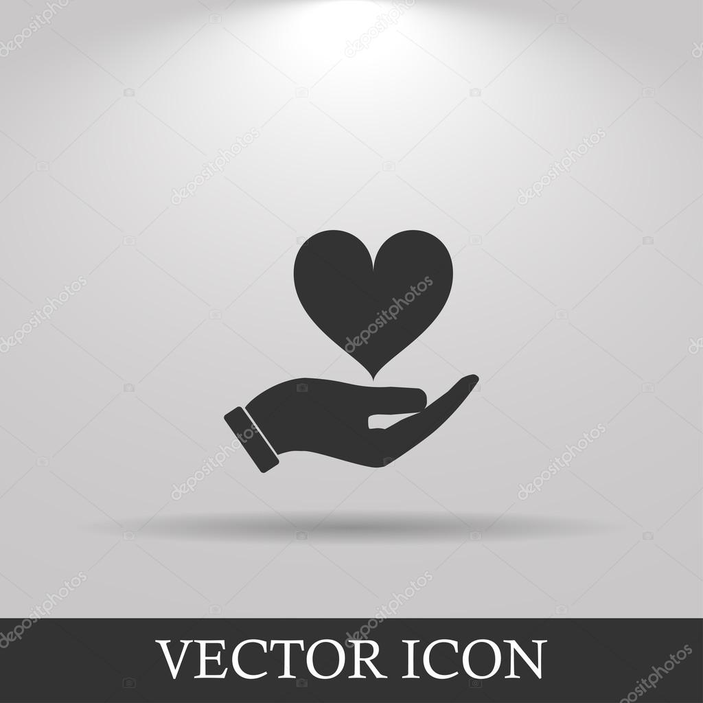 Vector icon - hands holding heart. Flat design style