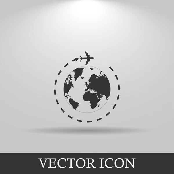 Globo y avión icono de viaje . — Vector de stock