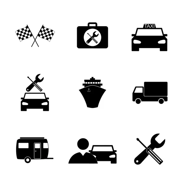 Iconos de transporte. Estilo de diseño plano — Vector de stock