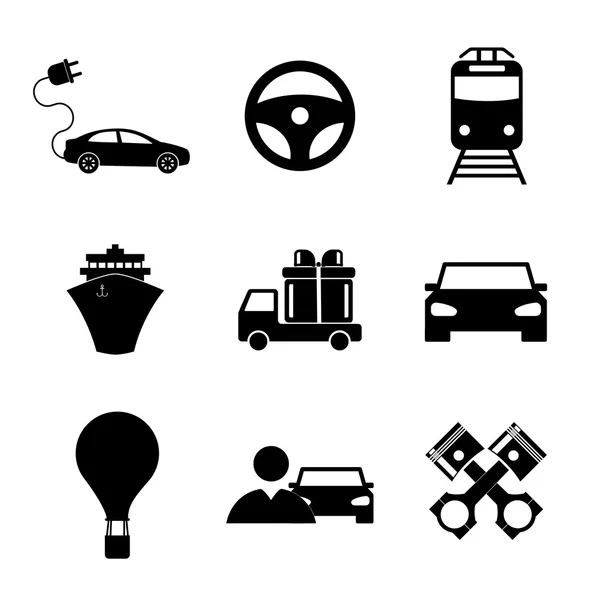 Iconos de transporte. Estilo de diseño plano — Vector de stock