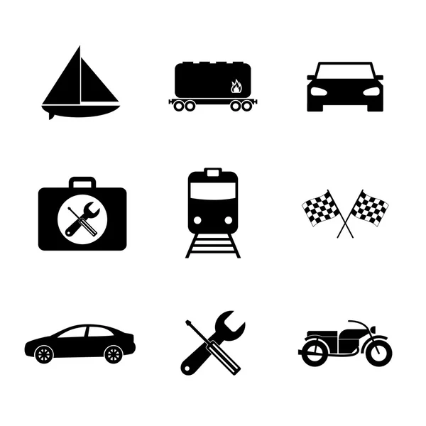 Icone del trasporto. Stile di design piatto — Vettoriale Stock
