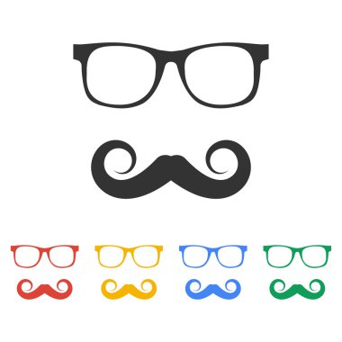 Bıyık ve gözlük vektör simgesi.