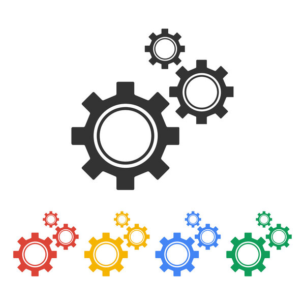 Gears icon, vector illustration. Flat design style.