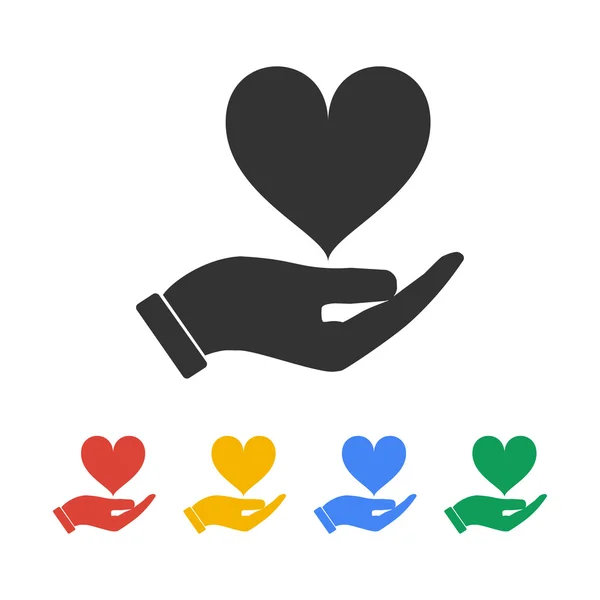 Vektorové ikony - ruce srdce — Stockový vektor