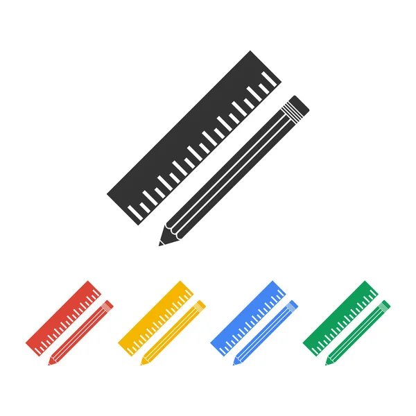 Crayon avec icône de la règle — Image vectorielle
