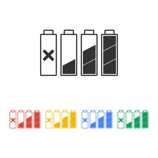 Set van niveau-indicators op batterij. — Stockvector