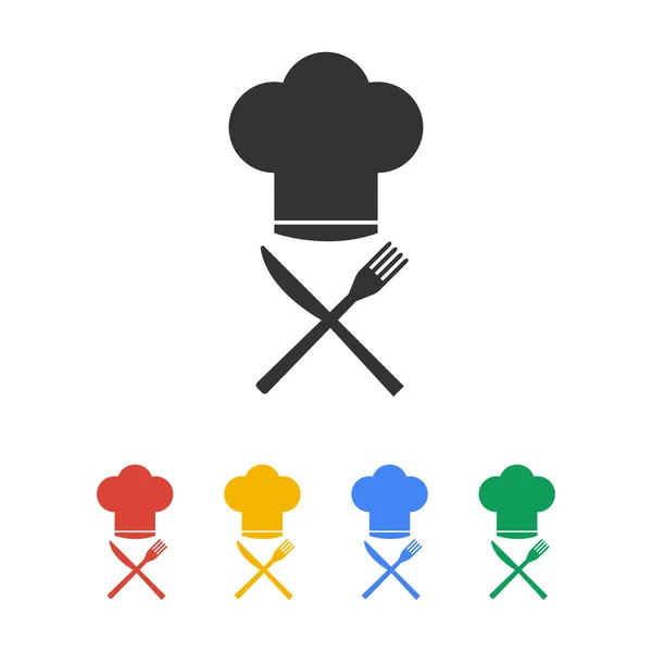 Çatal bıçak takımı, vektör çizim ile şapka şef